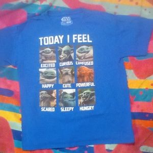 Baby Yoda Grogo blue kids shirt today I feel mood